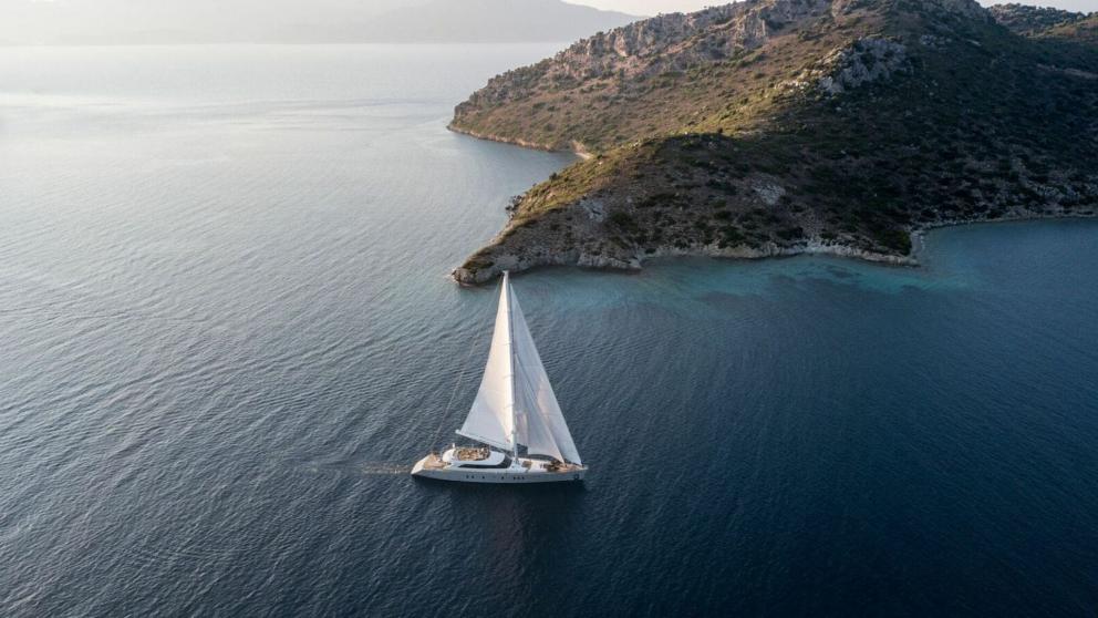 Aerial view of the luxury motorsailer All about u 2 image 1