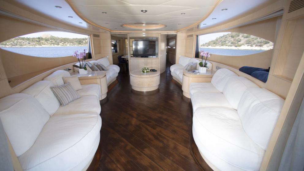 Lounge seating area of luxury motor yacht Princess L