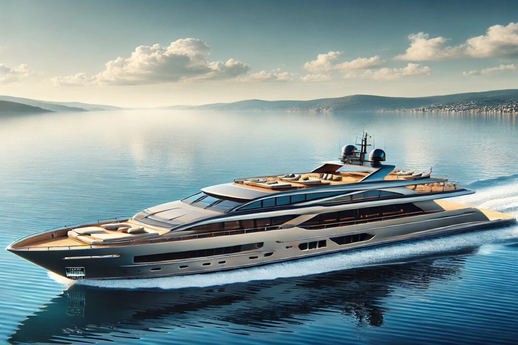 Eine Motoryacht bietet elegantes Design, kraftvolle Leistung und großzügige Räume – ideal für komfortable Reisen und Entspannung