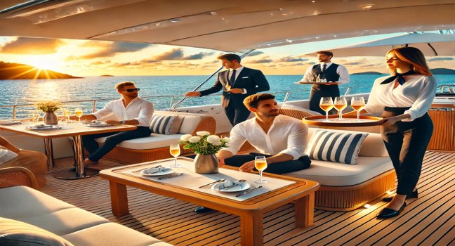 Experience unmatched comfort and service with a professional crew on a chartered yacht, enjoying the ocean and gourmet amenities