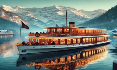 Embark on a peaceful winter cruise through calm waters, with snowy mountain views and cozy onboard ambiance, perfect for enjoying the season’s scenic beauty