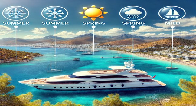 Find out the ideal times for yacht rentals in Bodrum, with perfect weather in spring and summer for a scenic coastal experience