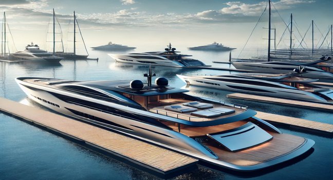 Best Yachts 2024 showcased with sleek, modern designs at a pristine marina, highlighting elegance, luxury, and exclusive features for premium experiences