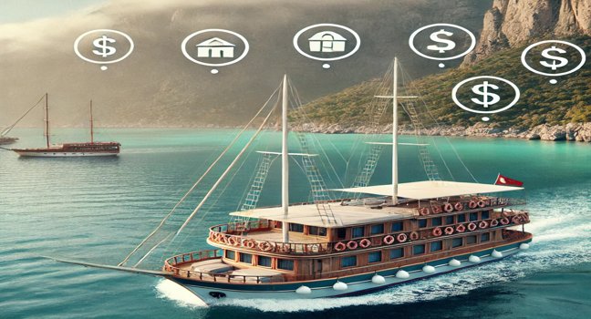 A traditional Turkish gulet, showcasing cost benefits and group accommodation value, offers an affordable and scenic option for group travel