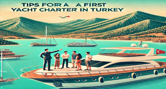 Reisende erhalten Tipps von einer professionellen Crew an Bord einer Luxusyacht in der Türkei, umgeben von türkisfarbenem Wasser und einer malerischen Küste