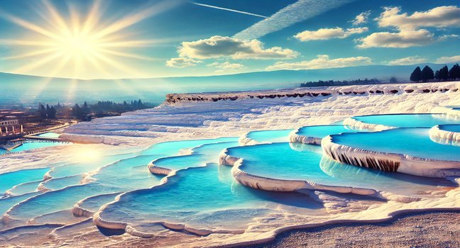 Pamukkale - Das weiße Wunder der Türkei mit seinen einzigartigen Kalkterrassen und dem antiken Hierapolis