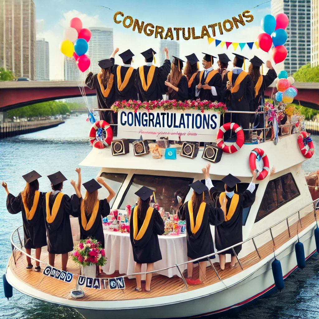 Host an unforgettable graduation party on a boat, complete with festive decorations, waterfront views, and joyous celebrations on the water