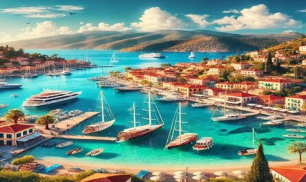 Experience the stunning coastal scenery of Mugla, Datca, Croatia, and Greece with picturesque marinas, colorful boats, and beautiful landscapes