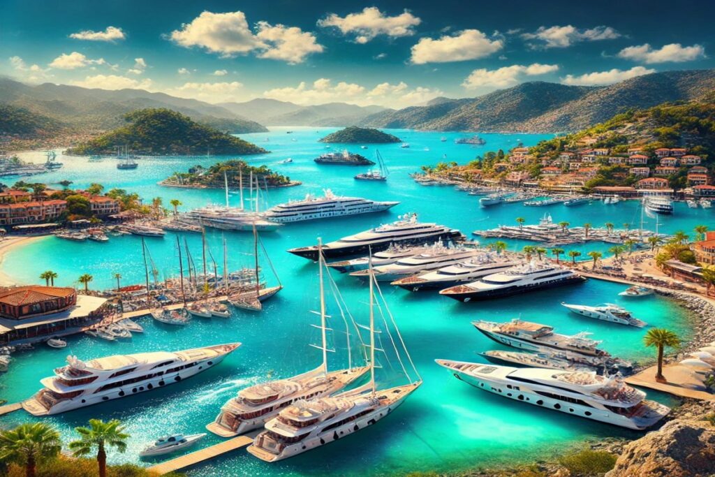 Experience luxurious yacht charters in Mugla Datca, surrounded by stunning coastal views and vibrant turquoise waters