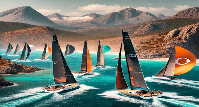 Experience the thrill of sail racing in Turkey's best locations. Sailboats with vibrant sails compete along scenic Turkish coastlines, perfect for sail racing enthusiasts