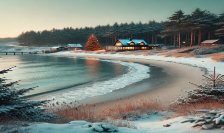 Ein verschneiter Strand, sanfte Wellen und ein gemütliches Strandhaus – erleben Sie die einzigartige Atmosphäre eines Winterurlaubs am Meer und genießen Sie die stille Schönheit der Küste