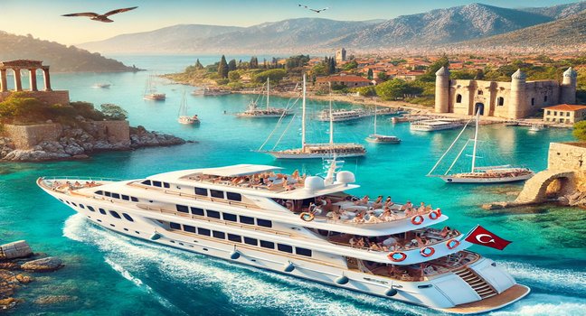 Чартер яхт с Best Choice Yachting в Турции - роскошная яхта на лазурном побережье с довольными путешественниками на борту, исторические руины и пейзажи