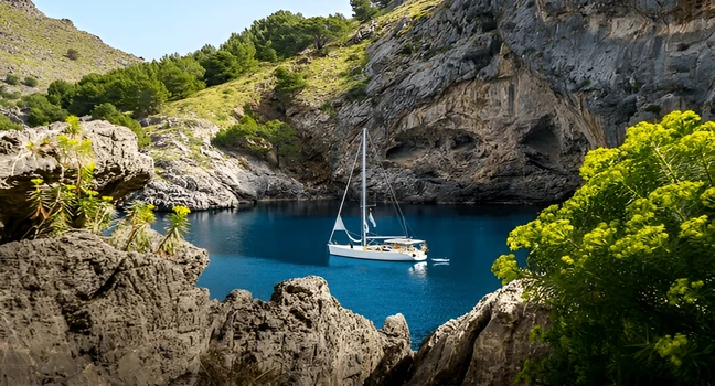 Sailing Yacht Charter in quiet rocky coves surrounded by pure nature and crystal blue water