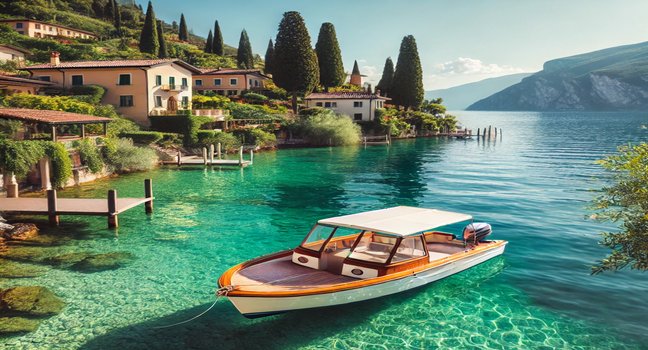 Mieten Sie ein Boot am Gardasee und erleben Sie unvergessliche Momente auf dem Wasser mit Blick auf idyllische Landschaften und charmante Villen