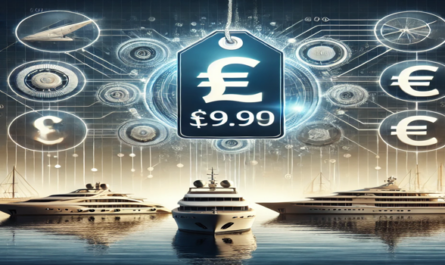 Darstellung von Yachtpreisen: Digitale Preisschilder, Euro-Symbole und luxuriöse Marina als Hintergrund – alle Details zum Thema Kosten