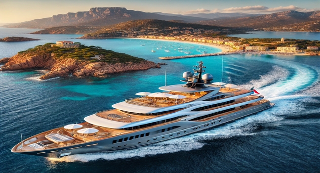 Discover the beauty of Sardinia with a luxury charter yacht cruising along Porto Cervo's coastline, offering stunning views and premium onboard amenities