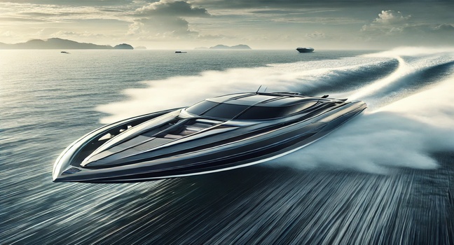 A sleek high-speed sport boat cutting through open waters, designed for thrill-seekers and adrenaline-filled adventures