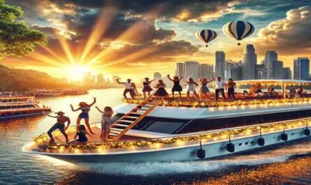 Celebrate in style on a luxurious party boat with stunning sunset views, vibrant music, and a festive ambiance