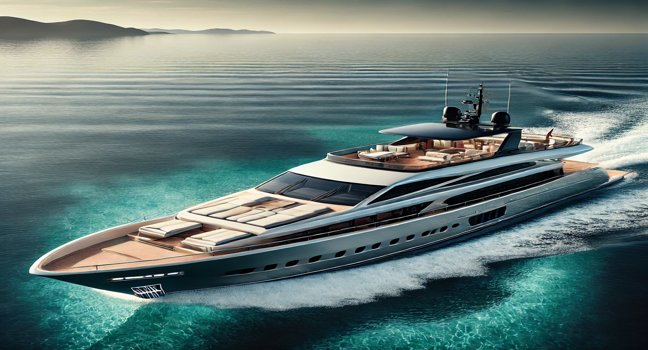 Admire a luxurious yacht sailing on crystal-clear waters with a sleek modern design and premium features. Ideal for those exploring yachts to buy