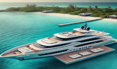 Discover a luxurious modern yacht with a sleek design, spacious deck, and tropical backdrop. Perfect for those exploring yachts to buy