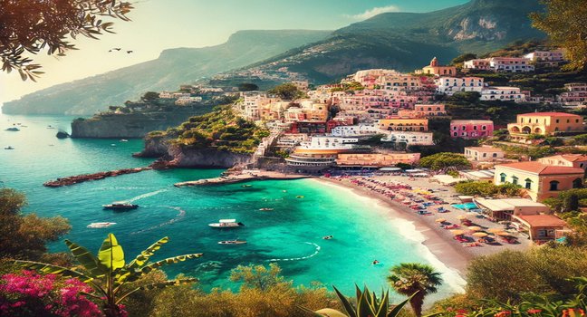 Entdecke Positano, das atemberaubende Dorf an der Amalfiküste mit seinen ikonischen bunten Häusern, dem malerischen Strand und dem kristallklaren Meer