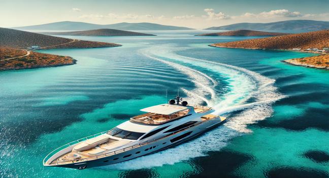 Experience a luxury boat charter in Greece, sailing through crystal-clear Aegean waters and exploring stunning island