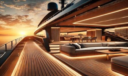 A luxurious Admiral Yacht captured against a stunning sunset. The image highlights the yacht's sleek design with golden light reflecting on the water