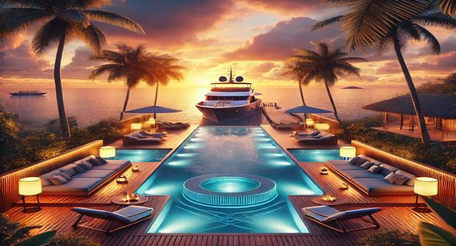 Indulge in an exclusive Dream Yacht Charter retreat with infinity pools, stylish lounges, and panoramic ocean views—capturing the ultimate in luxury travel without yachts