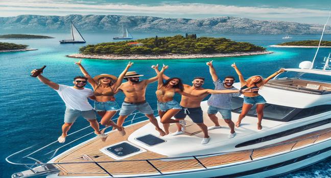 Set sail for an adventurous yacht holiday in Croatia, celebrating with friends in crystal-clear waters