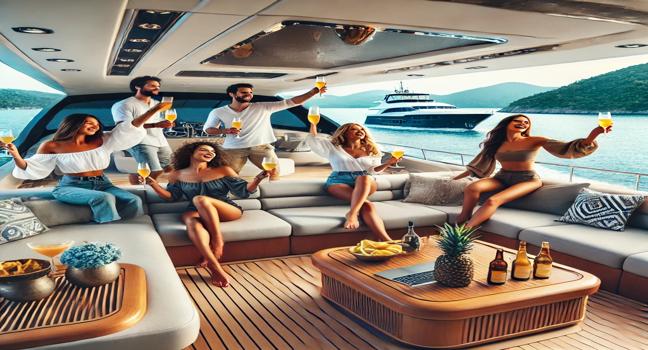 Celebrate in style with an exclusive yacht charter, complete with a stylish lounge and breathtaking ocean views