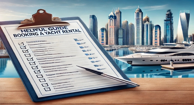 A detailed checklist for booking a yacht rental in Dubai Marina, ensuring a smooth experience