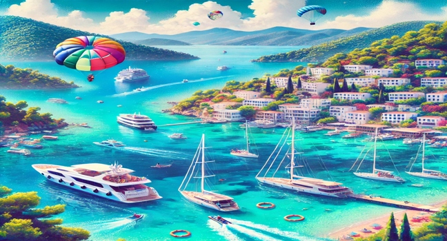 Experience thrilling water sports at Bodrum yacht charters, from snorkeling to jet skiing