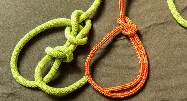 Die 8 wichtigsten Knoten beim Festmachen deiner Yacht Grüne und orange Leinen zeigen verschiedene Knoten zum sicheren Festmachen