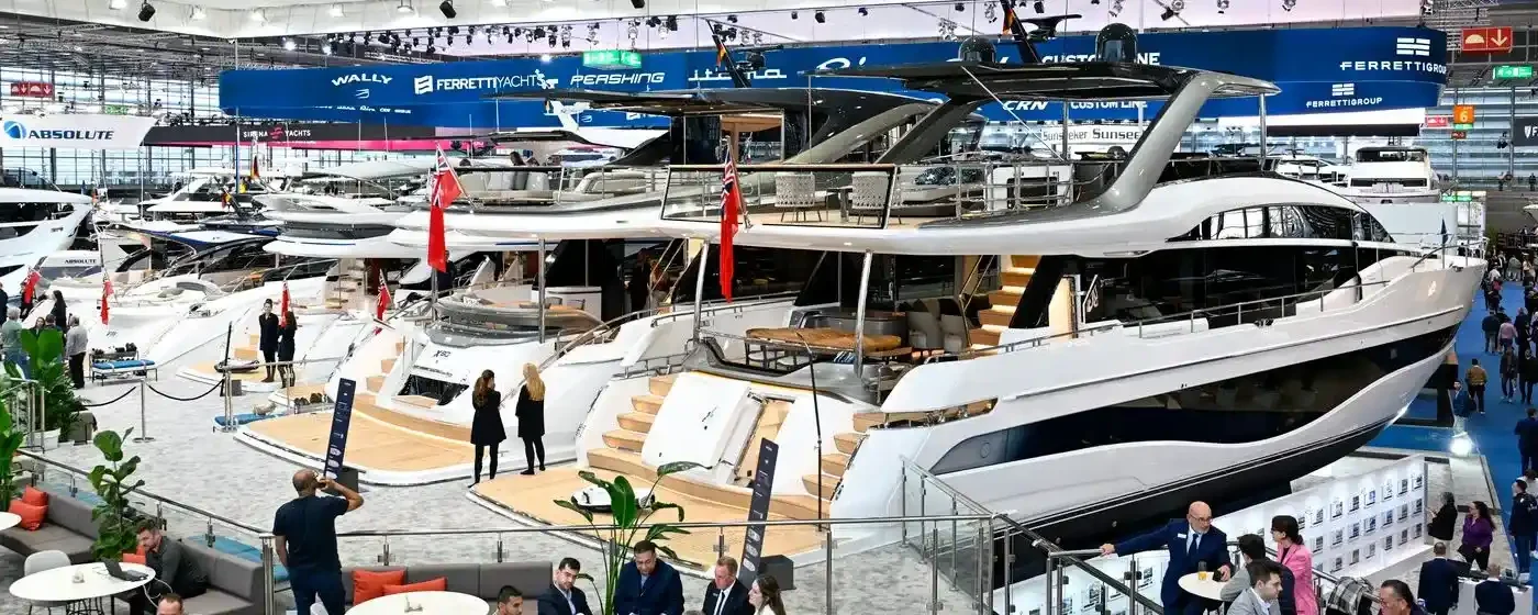 Luxury motor yachts at Boot Dusseldorf boat show