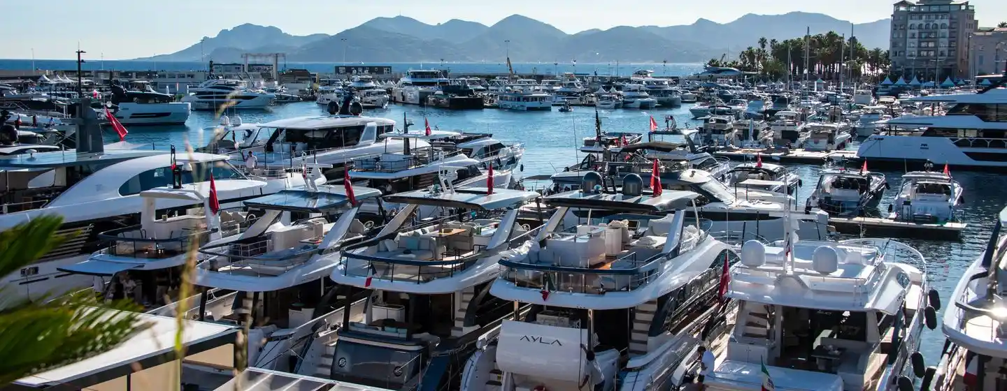 Cannes Yachting Festival Harbor Luxury yachts at Cannes Yachting Festival harbor