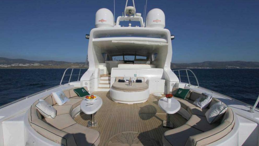Rear deck of the luxury motor yacht Mina II
