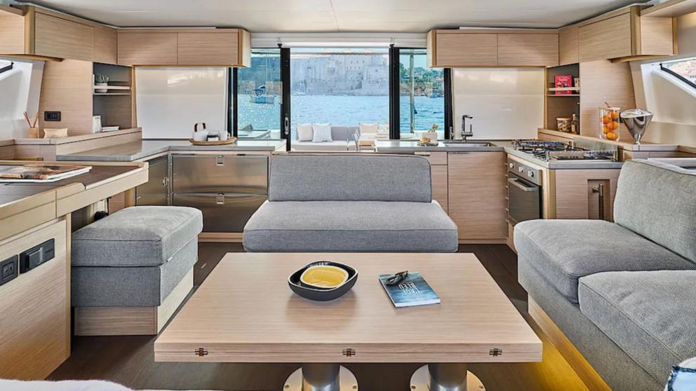 Guest lounge of the luxury catamaran Efkrati picture 3