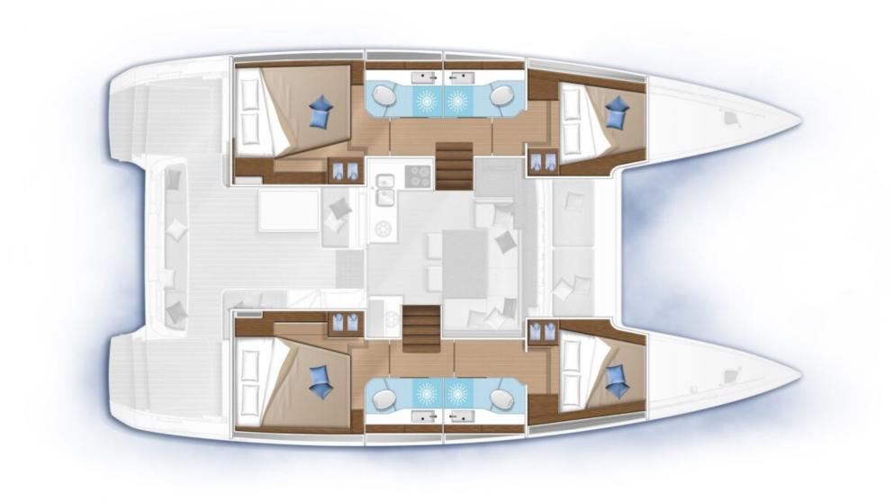 Interior layout of the Catamaran Hayra