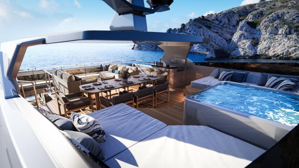 Luxury guest Jacuzzi on the motor yacht Illusion ll