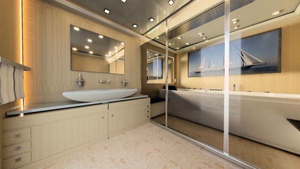 Luxury guest bathroom on Motoryacht Princess Melda picture 1