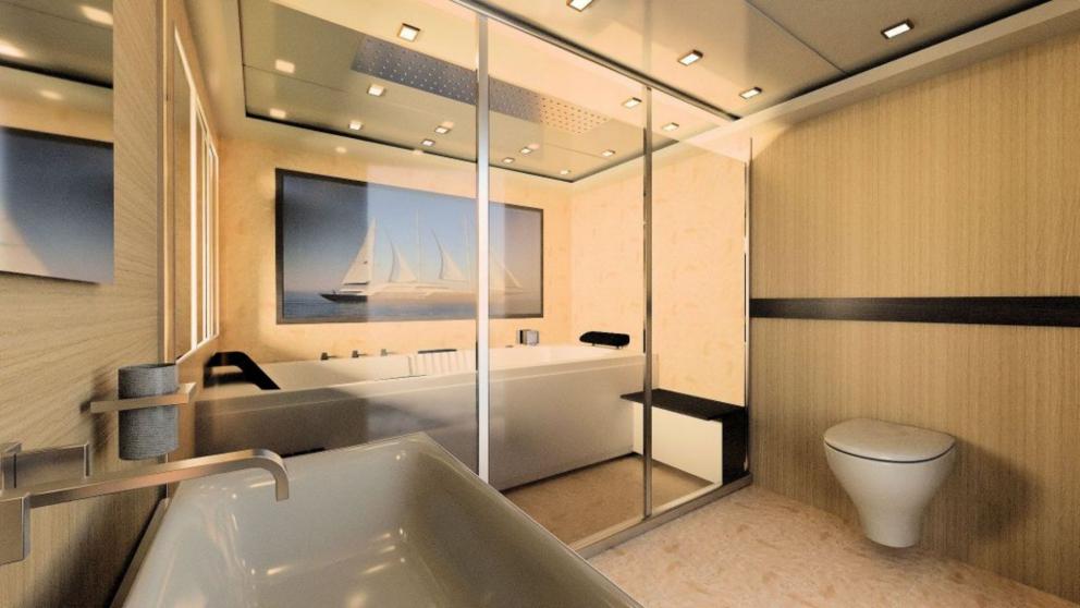 Luxury guest bathroom on Motoryacht Princess Melda picture 2