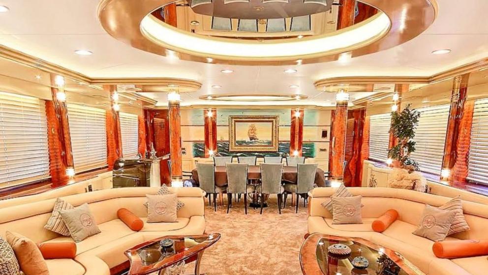 The seating area that has been created for the guests of the luxury yacht is a genuine eye-catcher in its design.