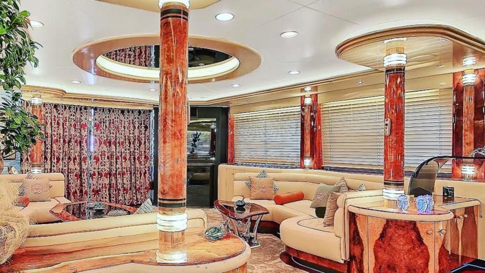 The seating area is giving an incredible atmosphere to the luxury yacht with its rich look and splendor.