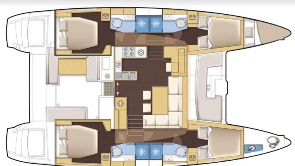 Interior layout of the Catamaran Shanti