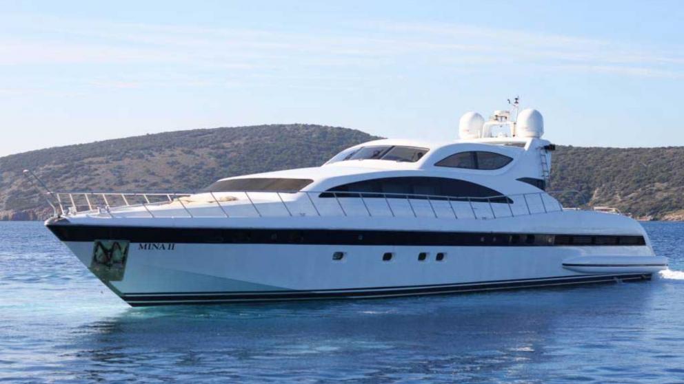 Exterior view of the motor yacht Mina II.