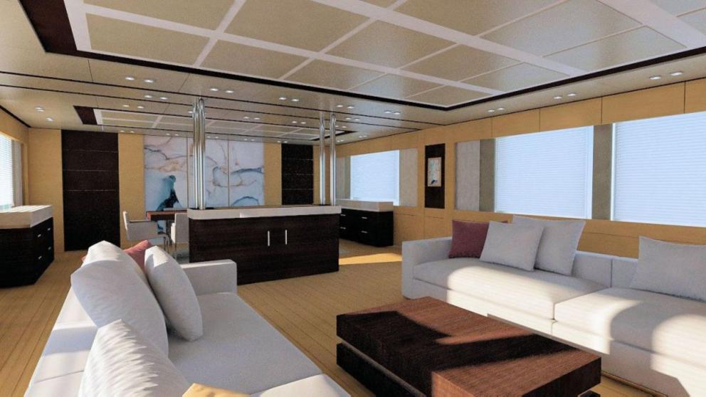Spacious saloon of the luxury motor yacht Princess Melda picture 1
