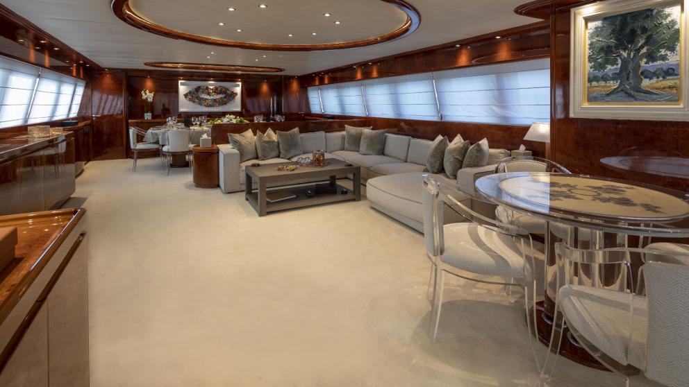 Luxurious interior with comfortable seating on the Sole Di Mare.
