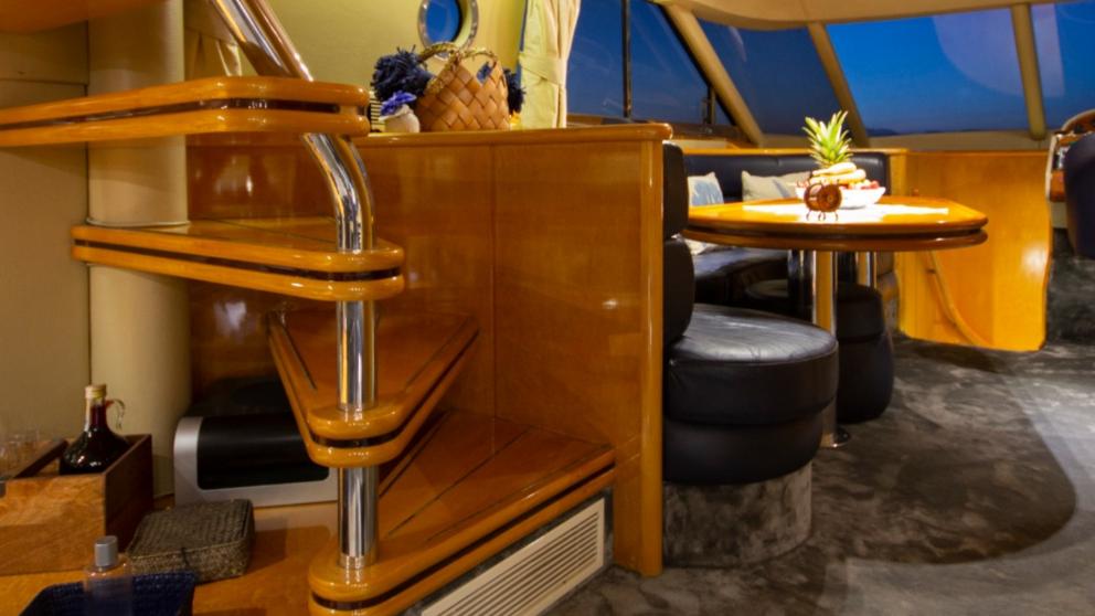Close-up stairs on motor yacht Newdawn
