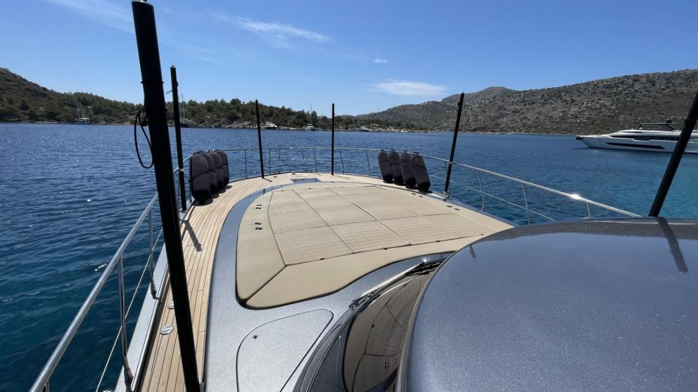 Foredeck sunbathing area 3 on luxury motor yacht Fundamental
