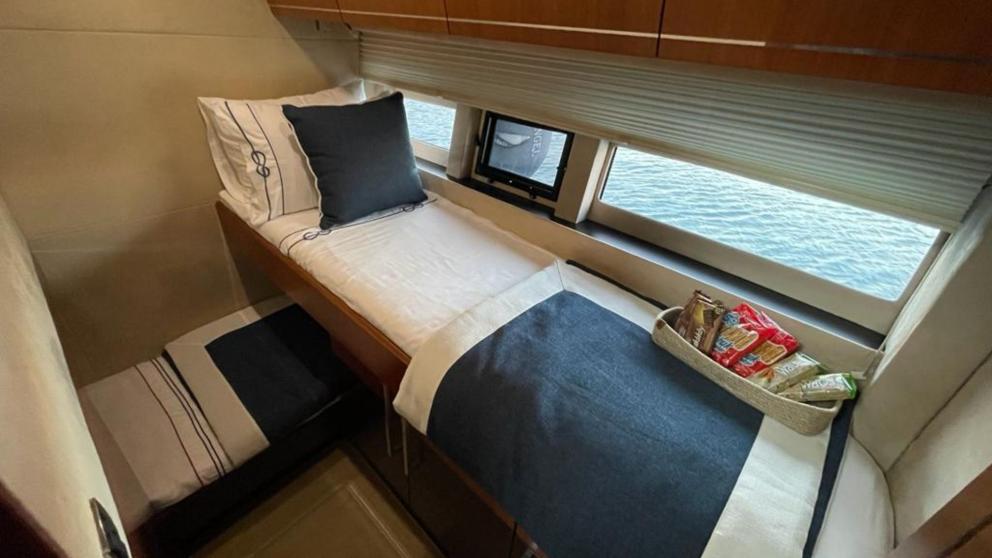 The bunk bed room of the luxury motor yacht Melissa My Angel in Göcek offers comfortable and practical accommodation.